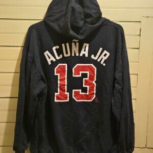 MLB Genuine Merchandise Atlanta Braves Hoodie Men's XL Acuna Jr 13 Navy Full Zip